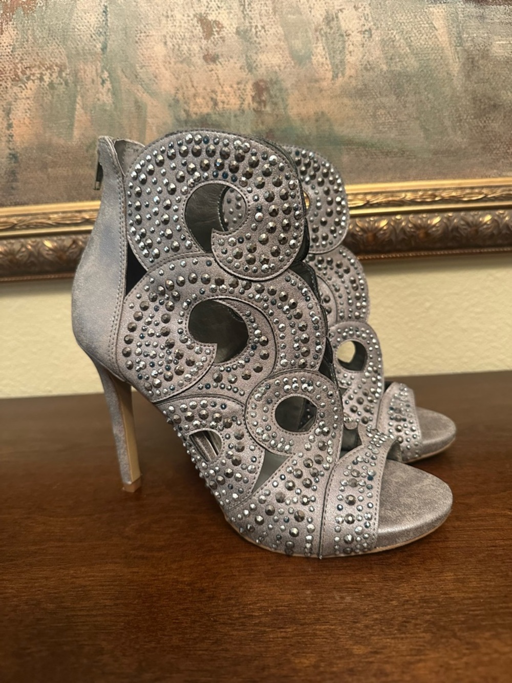 Gianni Bini Merilee Jeweled Peep Toe Stiletto Size 7